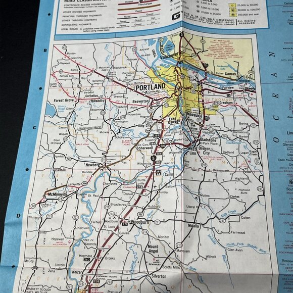1970s Gousha/Chek-Chart Oregon Map Full Color City Index Plus Mileage Charts USA - Picture 6 of 12